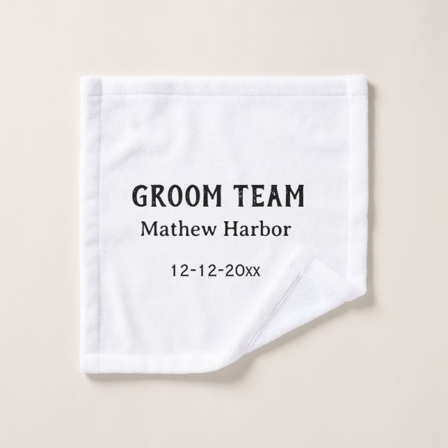 Groom team groomsman name date bachelore party waschlappen (Waschlappen)