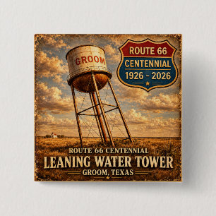 Groom Texas Route 66 Roadside-Landmark-Geschenk Button