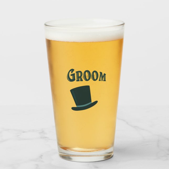 GROOM Top Hut mit Individuelle Name Beer Glas (Vorne (Gefüllt))