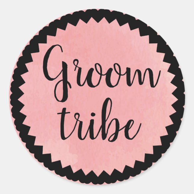Groom Tribe Hübsch Rosa Klassischer Rundaufkleber Runder Aufkleber (Vorderseite)
