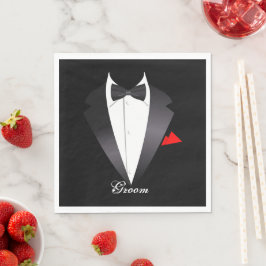 Groom Tuxedo Shirt - Paper Napkins Serviette