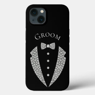 Groom Tuxedo Silver Typografy Black Wedding Case-Mate iPhone Hülle