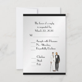 Groom und Groom Menü Hochzeit RSVP Klasse Silver