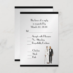Groom und Groom Menü Hochzeit RSVP Klasse Silver