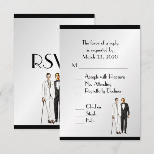 Groom und Groom Menü Hochzeit RSVP Klasse Silver Karte