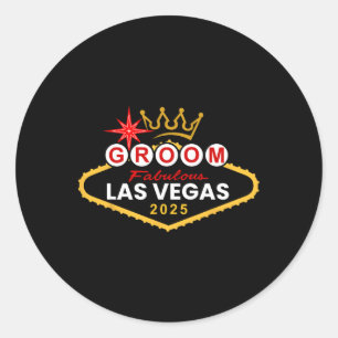 Groom Vegas Bachelor Party Group 2025 Verheiratet Runder Aufkleber