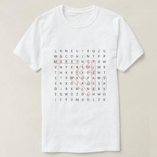 Groom Vorschlag Verlobung Word Suche heiraten Me T T-Shirt