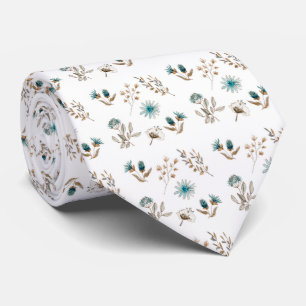 Groom Watercolor Blue Floral Wedding Neck Tie Krawatte