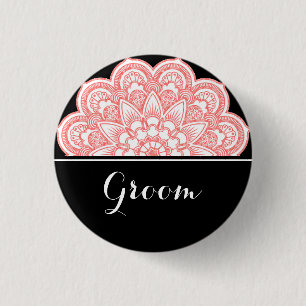 Groom Wedding Mandala Art Button