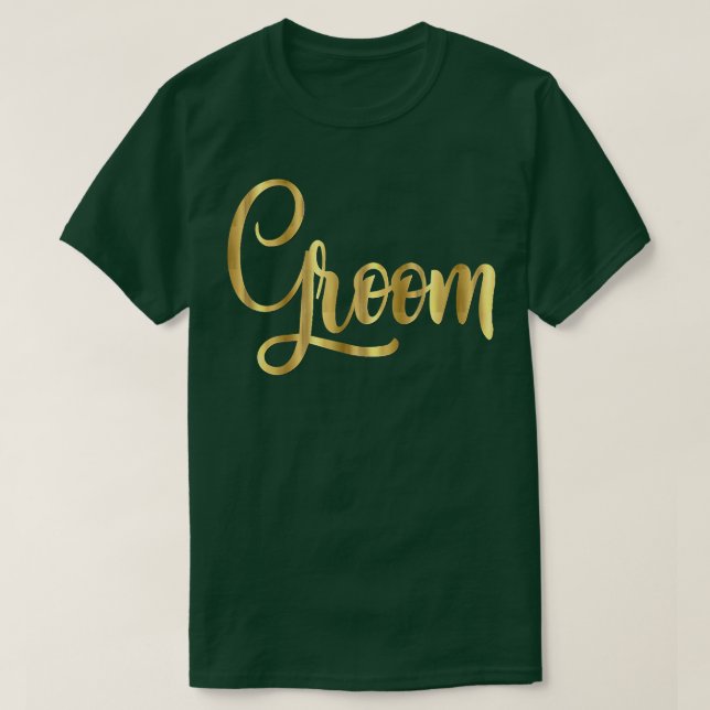 Groom Wedding Party Bridge Script Bachelor T-Shirt (Design vorne)