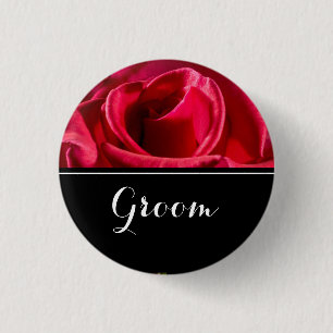 Groom Wedding Rote Rosen Button