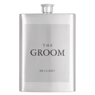Groom Wedding Simple Classic Black Flachmann