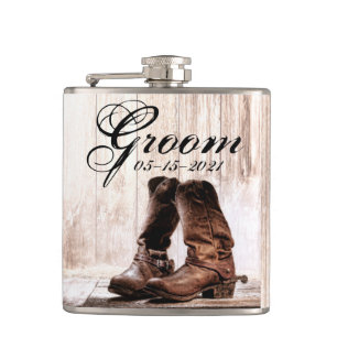 Groom Whiskey Flasche Stiefel Land rustikaler West Flachmann