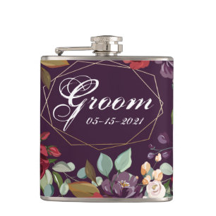 Groom Whiskey Flask Plum Lila Rose Goldene Geometr Flachmann