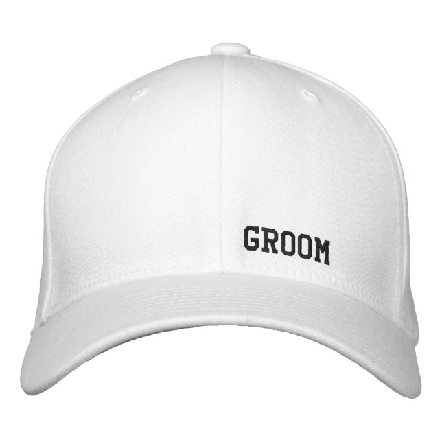 Groom White Hat Bestickte Kappe (Vorderseite)