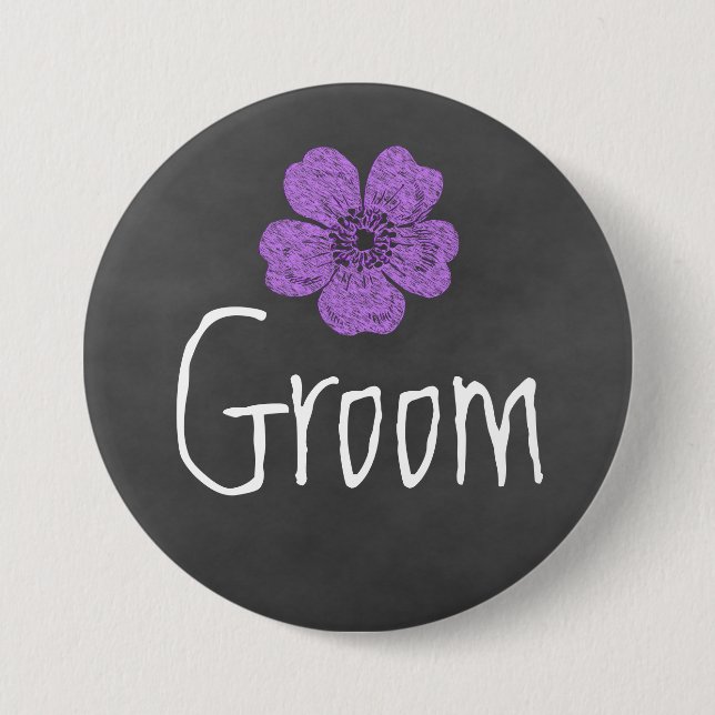 Groom Wild Lila Rose Chalkboard Button (Vorderseite)