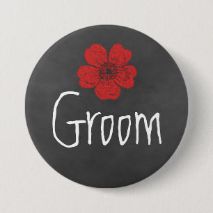 Groom Wild Rote Rosen Chalkboard Button