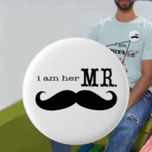 Groom's Abzeichen Ich bin ihr Mr. Mustache Geschen Button