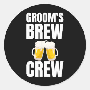Groom's Brew Crew Funny Bachelor Party Bier Runder Aufkleber