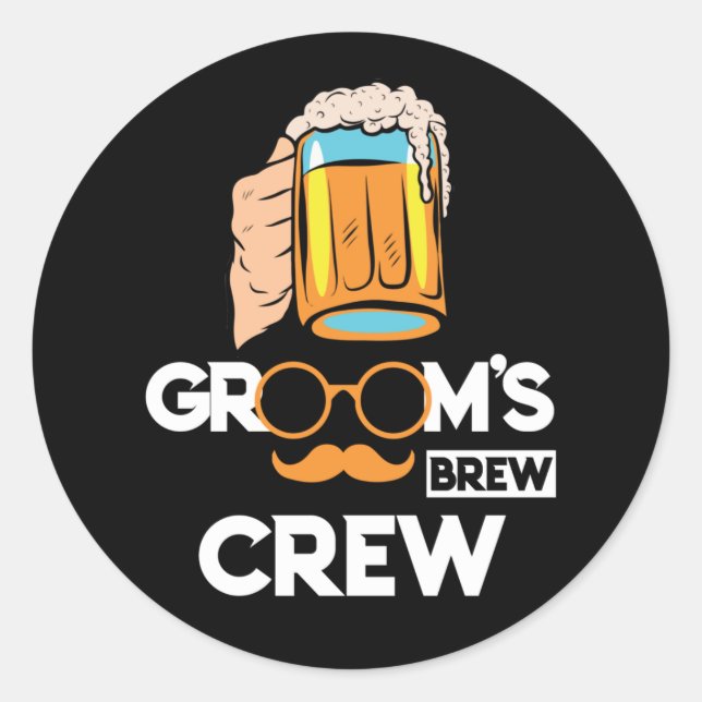 Groom's Brew Crew Trauzeugen Bachelor Party Runder Aufkleber (Vorderseite)