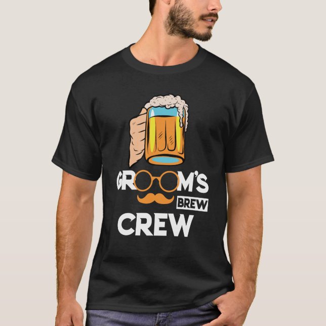 Groom's Brew Crew Trauzeugen Bachelor Party T-Shirt (Vorderseite)