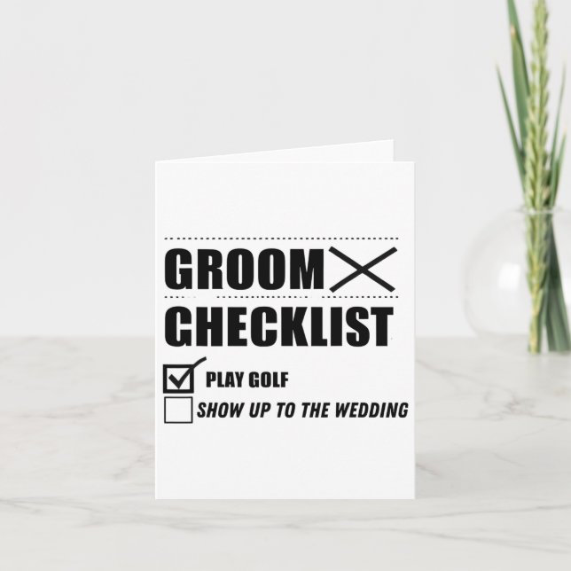 Groom's Checklist Golf Wedding - Funny Bachelor Pa Karte (Vorderseite)