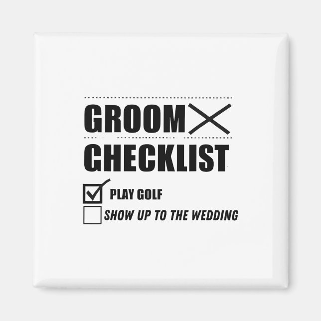 Groom's Checklist Golf Wedding - Funny Bachelor Pa Magnet (Vorne)