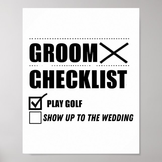 Groom's Checklist Golf Wedding - Funny Bachelor Pa Poster (Vorne)