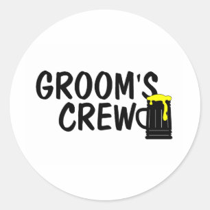 Grooms Crew Beer Runder Aufkleber