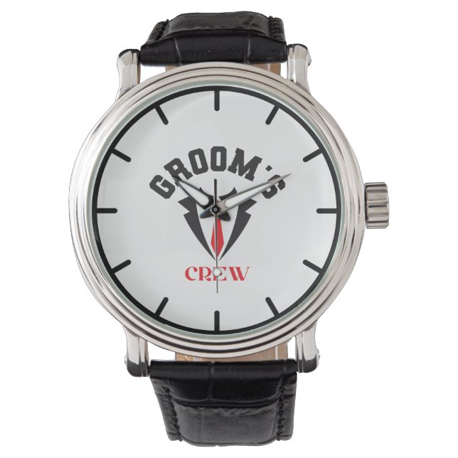 Groom's Crew - Moderne Trauzeugen Bachelor Party Armbanduhr (Vorderseite)
