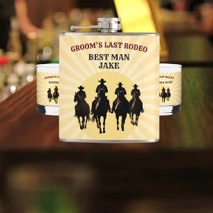 Groom's letzte Rodeo Sunset Trauzeuge Bachelor Par Flachmann