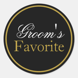 Groom's Lieblings-Hochzeitsaufkleber weiß schwarze Runder Aufkleber