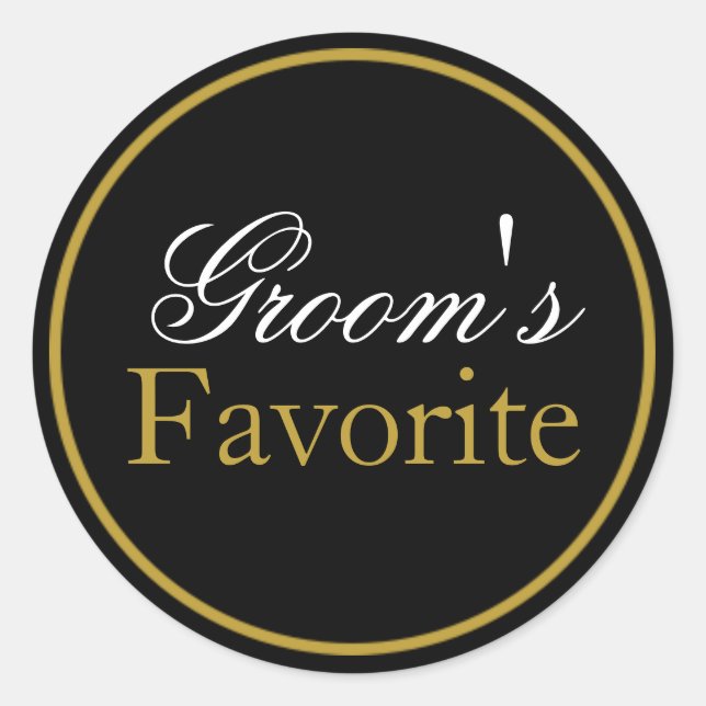 Groom's Lieblings-Hochzeitsaufkleber weiß schwarze Runder Aufkleber (Vorderseite)