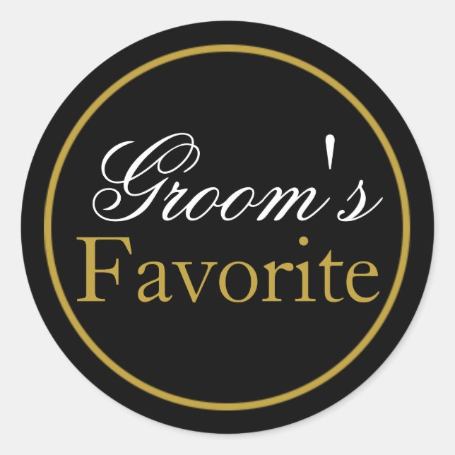 Groom's Lieblings-Hochzeitsticker Blush Black Gold Runder Aufkleber (Vorderseite)