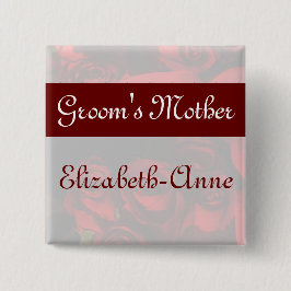 "Groom's Mother" - Rote Rose Bouquet (2b) Button