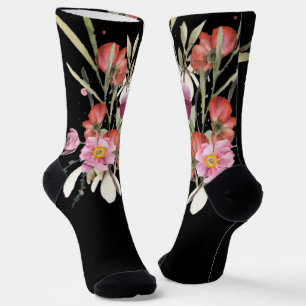 Grooms Pink Wedding Floral Bouquet auf schwarz Socken