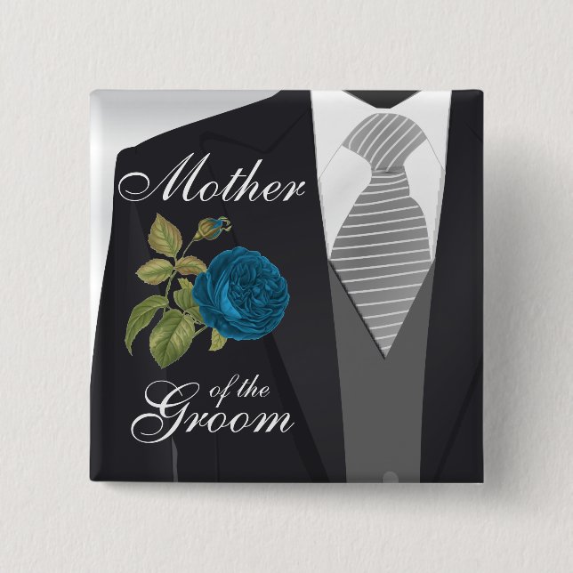 Groom's Wedding Anzug Brautparty - Aquamarin Button (Vorderseite)
