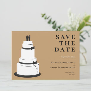 Grooms Wedding Cake Camel Brown LGBTQ Save The Date