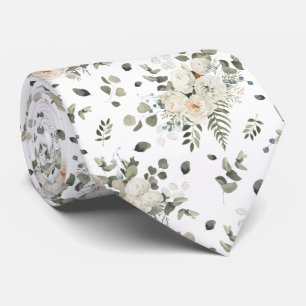 Grooms White Wedding Floral Bouquet Muster Krawatte
