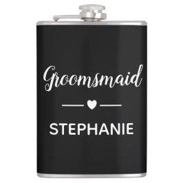 Groomsmaid White on Black Personalisiert Wedding Flachmann