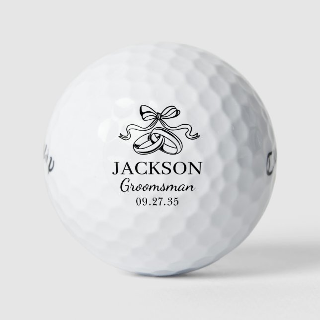 Groomsman Black Wedding Rings Golfball (Vorderseite)