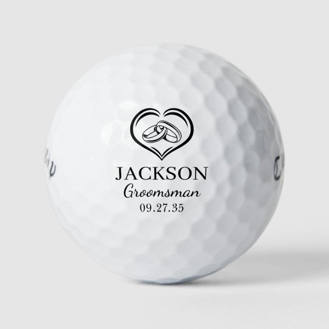 Groomsman Black Wedding Rings Golfball (Vorderseite)