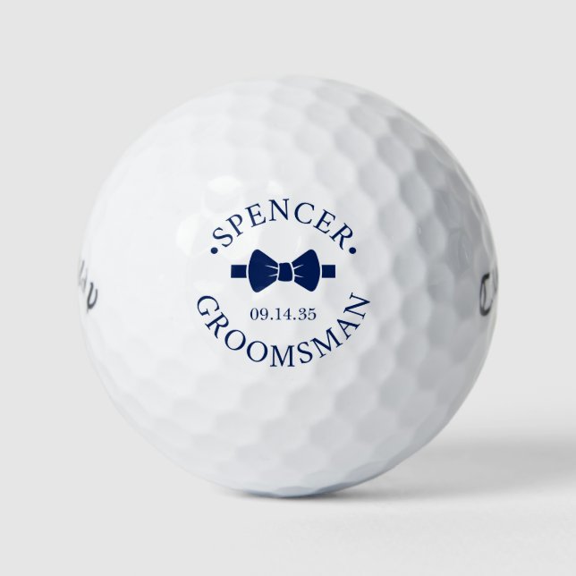 Groomsman Blue Bow Tie Golfball (Vorderseite)