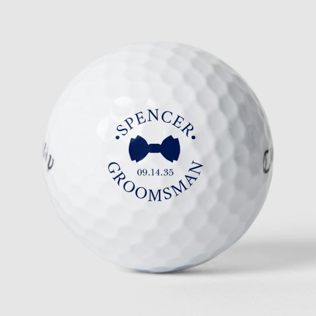 Groomsman Blue Bow Tie Golfball (Vorderseite)