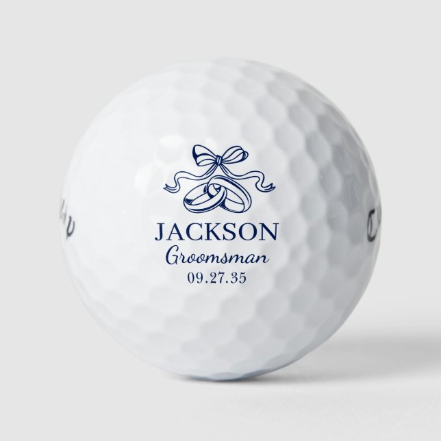 Groomsman Blue Wedding Rings Golfball (Vorderseite)