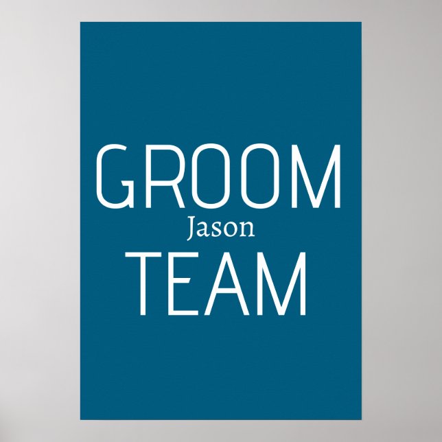 groomsman bold groom team gray blue white bachelor poster (Vorne)