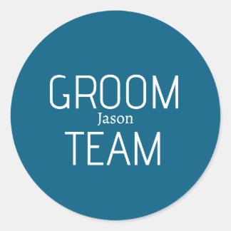 groomsman bold groom team gray blue white bachelor runder aufkleber