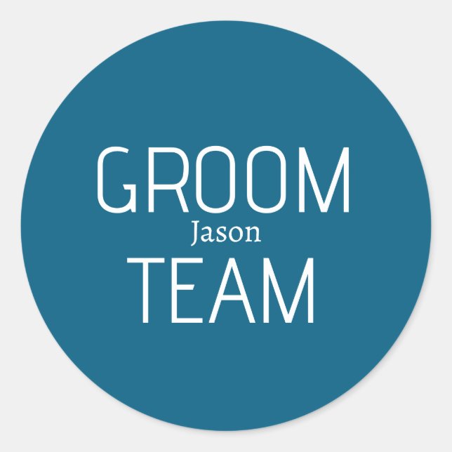 groomsman bold groom team gray blue white bachelor runder aufkleber (Vorderseite)
