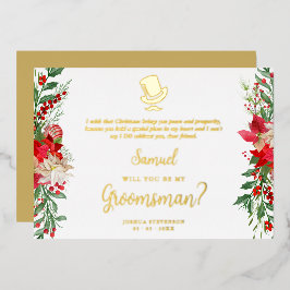 Groomsman Fancy Luxury Christmas Proposal Card Folieneinladung