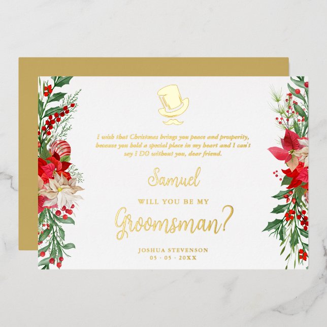 Groomsman Fancy Luxury Christmas Proposal Card Folieneinladung (Vorderseite/Rückseite)
